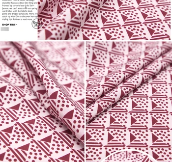 

LEO&LIN Crepe De Chine Top Print 100% Silk Squares Geometry Haute Couture Fabric Brown 50cm