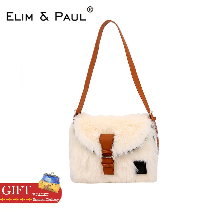 

New Casual Women Bag Shoulder Messenger Bags Faux Fur Crossbody Bag Postmen Shopper Hand Bags Handbags For Girls bolsas feminina