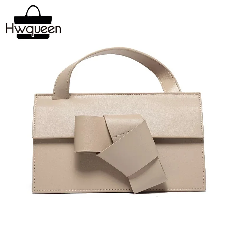 

Fashion Dual Front Designer Genuine Cow Leather Color-mixing Lady Bow Purse Women's Crossbody Shoulder Bag Female Small Handbag