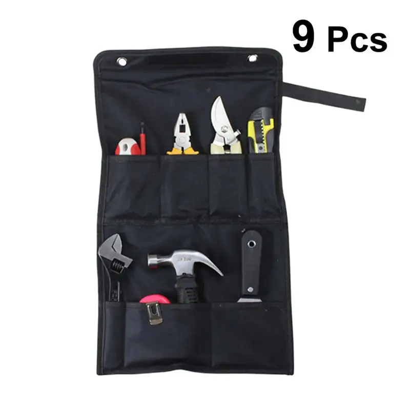 

9pcs Handheld Tool Set Tool Bag With Pencil, Wire Pliers, Spanner , Putty Knife, Tape, Claw Hammer For Home Appliances Fitment