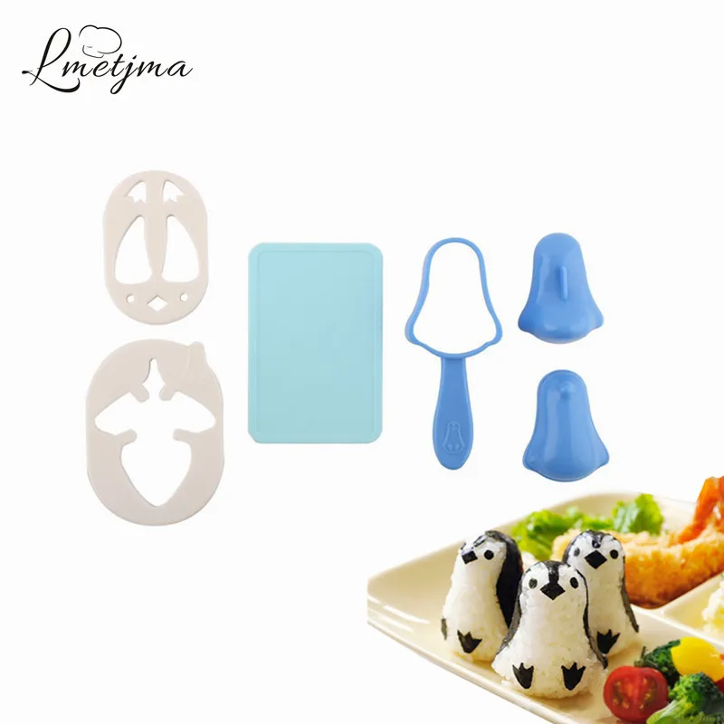 

LMETJMA Penguin Sushi Mold Kit Creative DIY Sushi Mold Maker Onigiri Shaper Mould Sandwich Bread Mold Bento Accessories KC0819-5