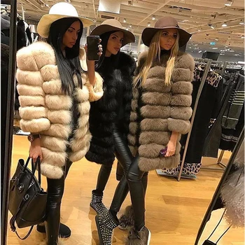 

FURSARCAR Real Natural Fur Coat Women Winter 90cm Long Jcket 2019 Fashion Detachable Warm Thick Outwear For Female Real Fur