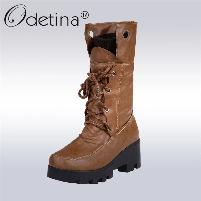 mid calf chunky heel boots