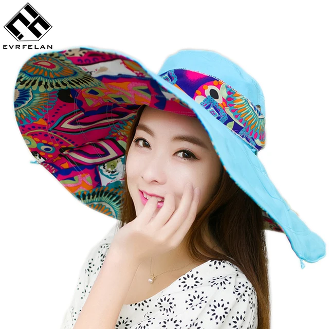 New Fashion Bohemian Style High Quality Cloth Summer Sun Hat For Women Hat Large Visors Beach