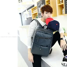 Модные школьные кожаные рюкзаки для мужчин, повседневный большой рюкзак, черный/синий мужской рюкзак для путешествий F609