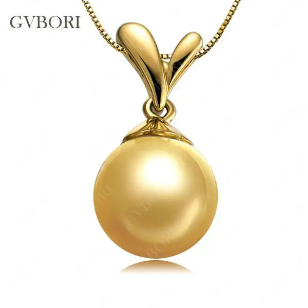Ювелирные украшения GVBORI 9-10 мм Южное море натуральный жемчуг ожерелье кулон с 18 K золото