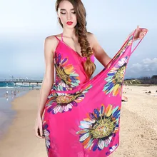 2016 Nuevas Mujeres de La Moda Sexy Bikini de Verano Gasa de La Envoltura Floral Pareo imprimir Boho Vestido de Pareo Beach Bikini Swimwear Cover Up bufanda