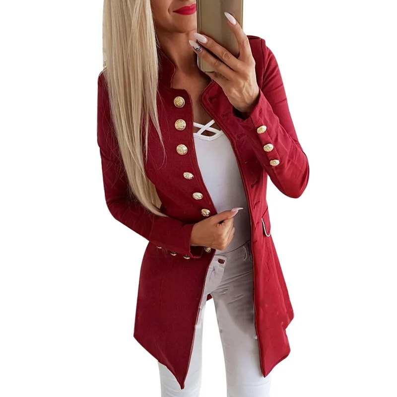 LASPERAL Brand Women Vintage Blazer Autumn Long Sleeve Slim Fit Ladies Blazer Casual Button Office Lady Workwear Jacket Coat
