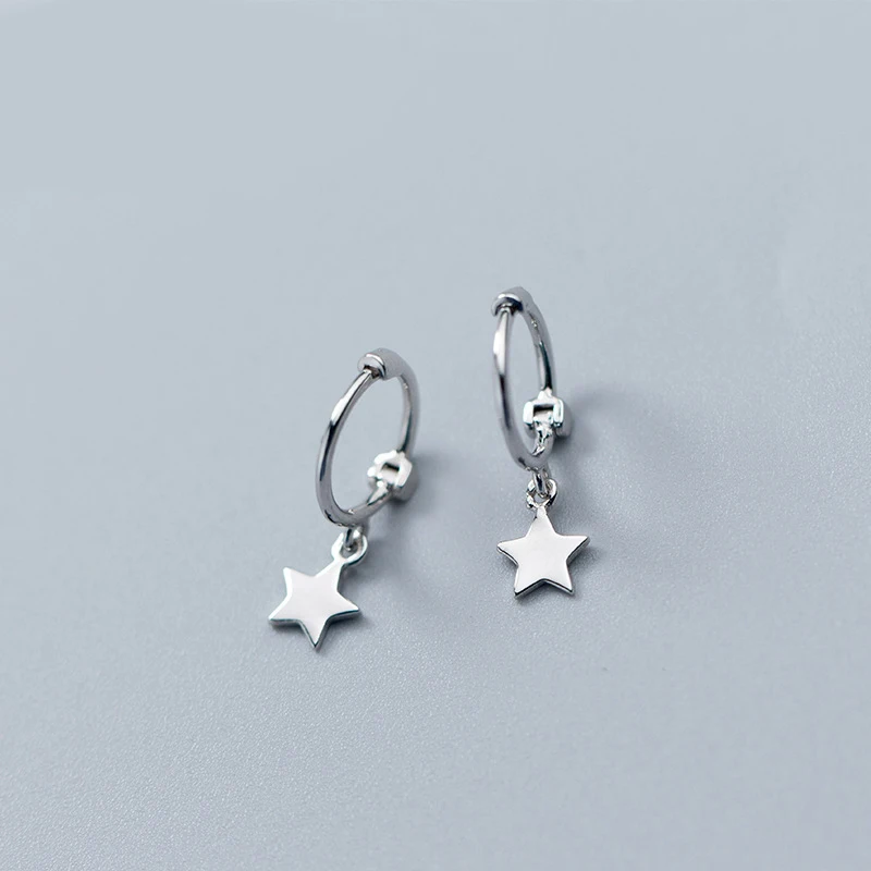 Женские серьги кольца boucle d'oreille из стерлингового серебра 925 пробы со звездами