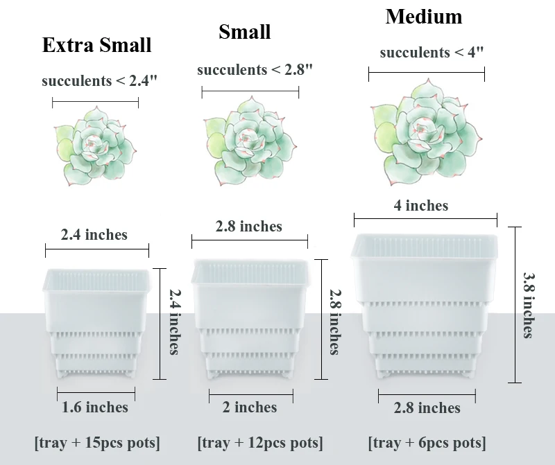 Meshpot 2 3 4 дюйма квадратный пластиковый кашпо для суккулентов горшки с лотком набор, Детский горшок кактус горшок для садового растения горшок