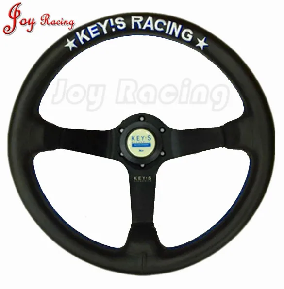 

Universal 14inch 350mm Deep Dish Keys Racing Leather Steering Wheel Black Racing Steering Wheel