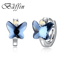 Серьги-гвоздики в виде бабочек с кристаллами BAFFIN от Swarovski, серьги-гвоздики с милым бантом, пирсинг серебряного цвета, ювелирные изделия для женщин, вечерние, подарки