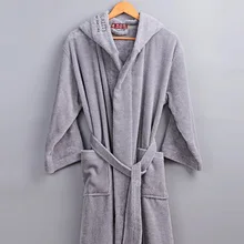 Мужской Халат с капюшоном, зимнее плотное теплое полотенце, флисовое ночное белье для отеля, спа хлопковый банный халат, кимоно, халат, длинная ночная рубашка