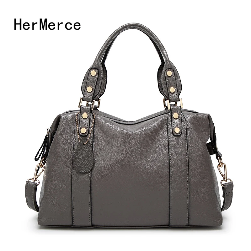 

HerMerce Fashion Women Bags Boston Pu Leather Shoulder Bag Messenger Bag Lo Handbag Work Package Bolsa Feminina De Ombro