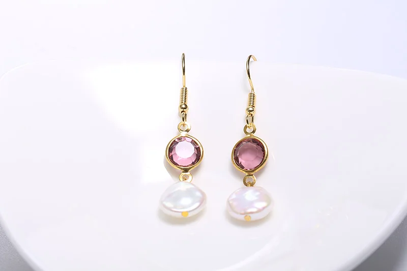 10-11mm Keshi Pearl Earrings Amethyst Dangle Earrings French Hook 925 Silver Earrings Trendy Jewelry For Women Fine Jewelry
