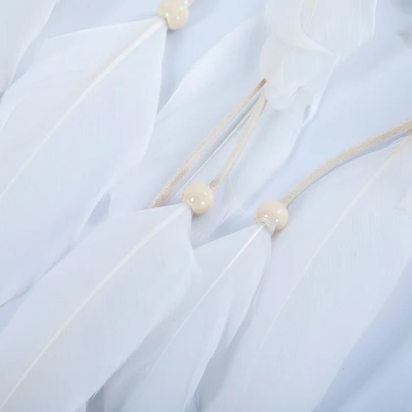 AWAYTR Модная белая перьевая повязка Цыганская длинная перьевая веревочная Корона женский головной убор аксессуары для волос праздничный свадебный головной убор