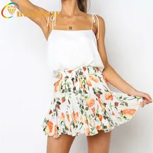 Женская юбка Милая стильная короткая летняя модная одежда с цветочным принтом плиссированная юбка с высокой талией Размер S до Xl повседневная одежда для девочек