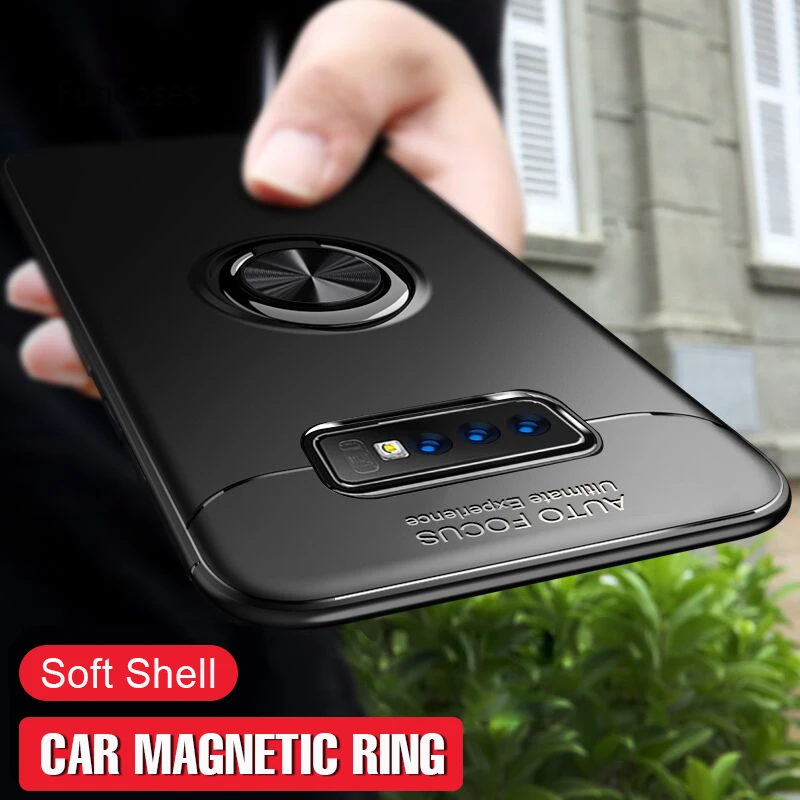 

Luxury Soft Shockproof Case On The For Samsung Galaxy S8 S9 S10 Plus Note 9 8 Magnet Ring Case Cover For S10 e Lite Holder Case
