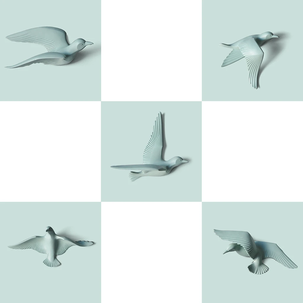 3D Resin Flying Seagull Birds Crafts Wall Art Sculpture Living Room Bedroom Wall Hanging Decoration