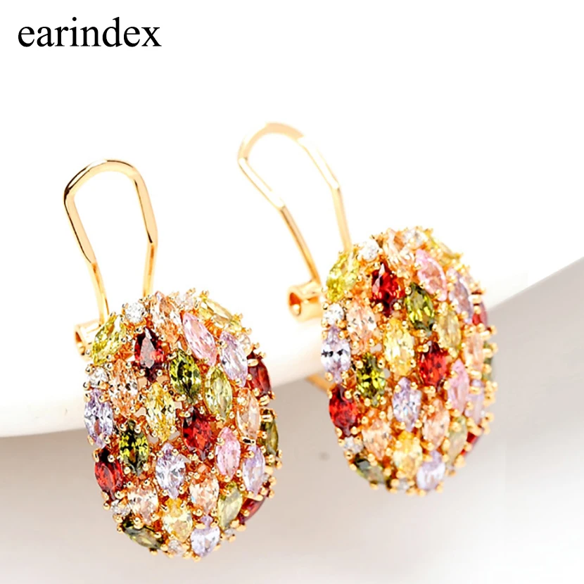 

Hot Fashion 18-k Rose Gold Multicolor Zircon Earring CZ Feast Earrings for Women 6 Colors Options Top Quality