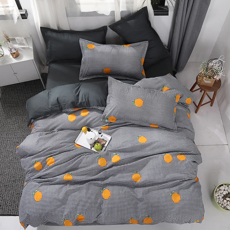 

Orange Friendly Breathable No Quilt Duvet Cover Flat Sheet Pillowcase 2pcs Queen King Full 4pcs Single 3pcs