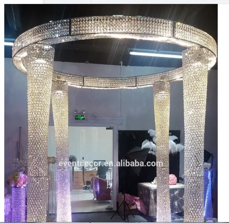 

Wholesale Lighting Crystal Wedding Arch With Plug For Wedding Event Decoration