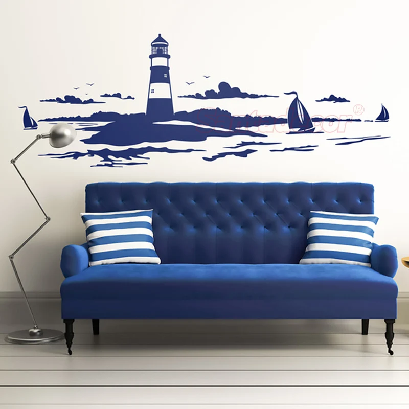 

Sticker Design Maritime Lighthouse Vinyl Wall Decal Kids Room Wall Sticker Landscape Home Decor Removable Mural Wall Art Poster