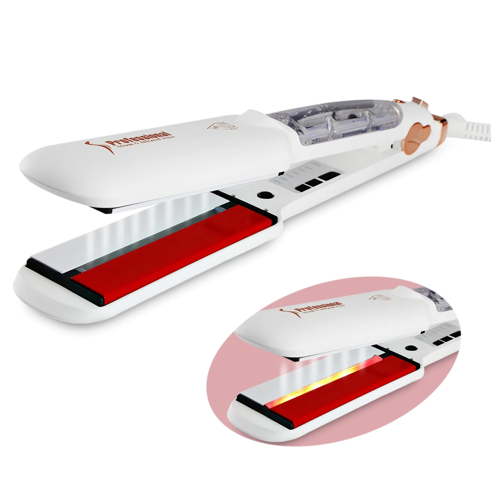 

Steam Hair Straightener Infrared Heating Flat Iron LED Display straightening Iron 2 Inch salon Styling Tools Wet & Dry hairstyle