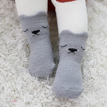 

new Baby Socks Coral Fleece Newborn Floor Socks Girl Cute Cartoon Pattern Kids Socks 1PCS