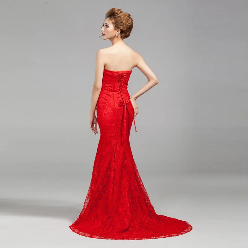 In Stock Mermiad Lace Wedding Dresses With Brush Train Vestidos de Novia Sleeveless Bridal Gowns 2019 Free Shipping (3)