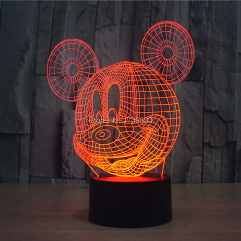 Glowing 7 Color Changing Cartoon Mickey Mouse 3D Acrylic font b LED b font font b
