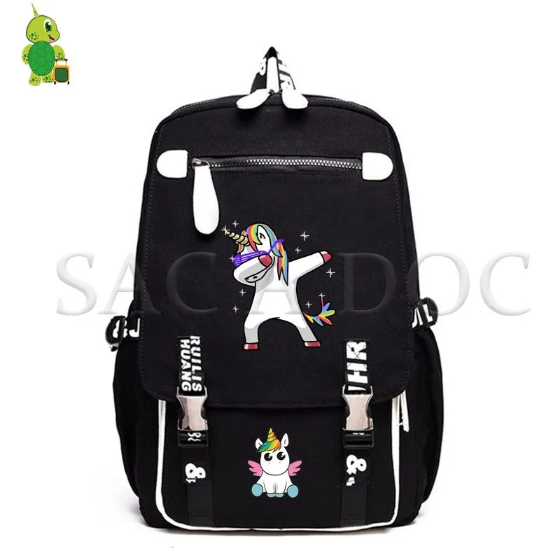 Рюкзак с единорогом, Мультяшные школьные сумки для подростков, девочек и мальчиков, рюкзак для ноутбука, женский и мужской, большая вместительность, дорожные сумки - Цвет: 19