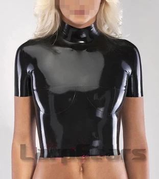 

Latex Rubber t-shirt with short sleeves Gummi Half Top With Short Sleeves And Breast Cups 0,4mm