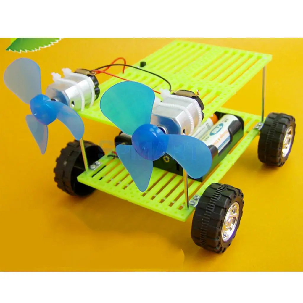 DIY Wind Powerd Car Toy Mini Motor Electrical Circuit Kit Physics Parallel Series Circuit Educational Kids Toys Teaching Aids