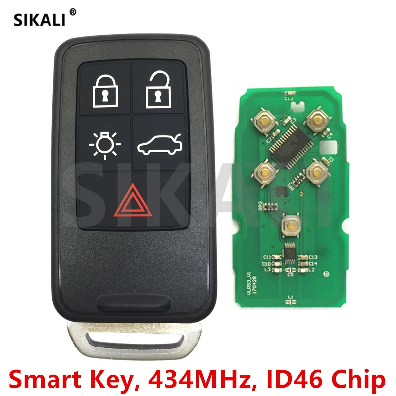 SIKALI умный дистанционный ключ для Volvo XC60 S60 S60L V40 V60 S80 XC70 434 МГц с чипом ID46 автомобильный пульт дистанционного управления дверным замком