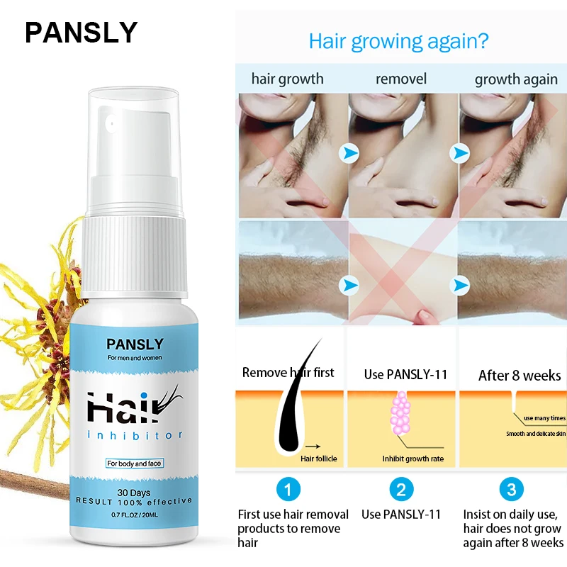 Organic Herbal Permanent Hair Growth Inhibitor Repair Nourish Smooth Body Hair Removal Spray for Private Parts Leg Facial Hair