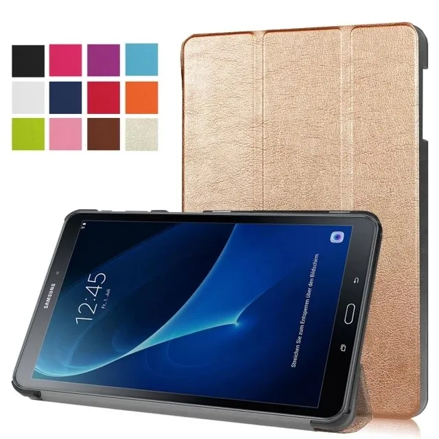 Для samsung Galaxy Tab 10,1 Smart Cover тонкая магнитная подставка кожаный флип чехол с сна T580 T585 - Цвет: Золотой