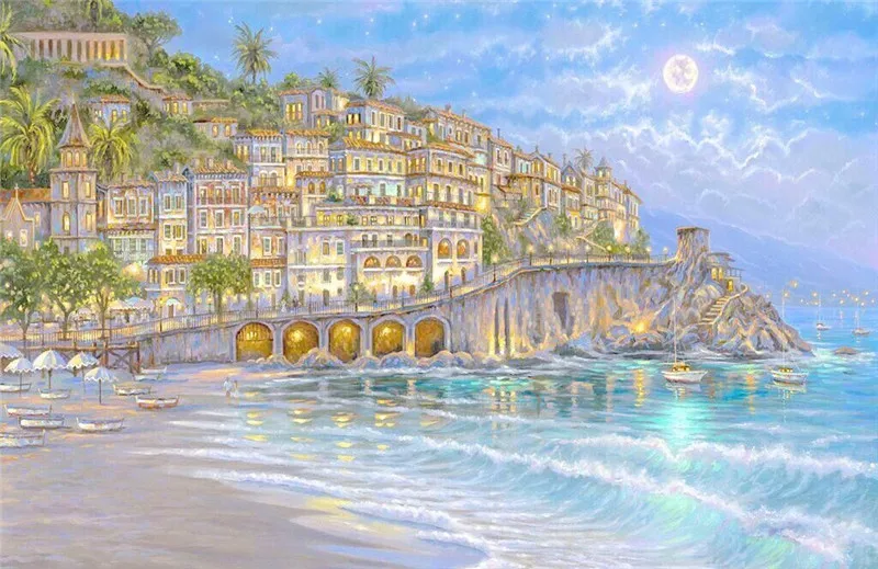 

5D Cross Stitch Crystal cube drill Diamond Sets Full Decorative Diy Diamond Painting Seaside Landscape Diamond Embroidery