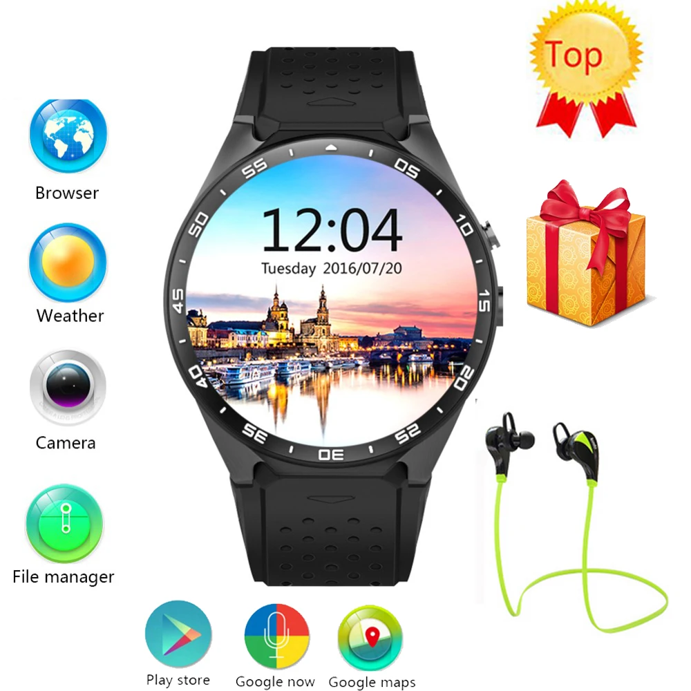 Prix pour KW88 smart watch Android 5.1 OS MTK6580 CPU 1.39 pouce Écran 2.0MP caméra 3G WIFI GPS smartwatch Prix pour KW88 smart watch Android 5.1 OS MTK6580 CPU 1.39 pouce Écran 2.0MP caméra 3G WIFI GPS smartwatch