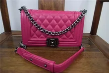Women Bag Famous Brand Sheepskin Leather font b Handbag b font Le Boy Diamond Lattice Chain