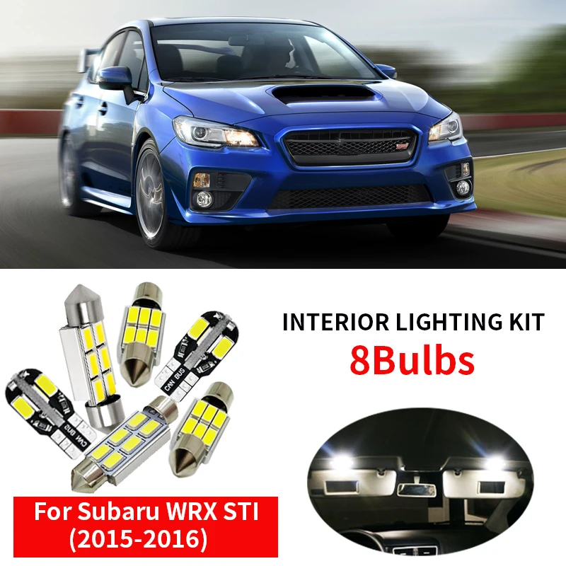 8pcs Car Accessories Led Blub Lamp Kits For 15 16 Subaru Wrx Sti Map Dome Trunk License Plate Lamp 12v Car Light Source Signal Lamp Aliexpress