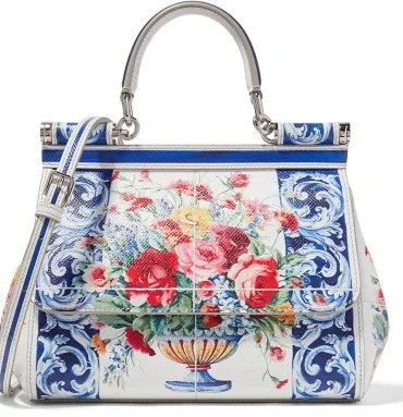 

Genuine Leather Women Handbag Satchel Bag Flower Printed Painted Shoulder Bag Real Cow Leather Tote Luxury Famous Brand Designer