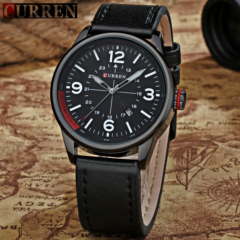 Relogio Masculino Мода Montre Homme Reloj Hombre кварц часы Curren Мужской кожа Наручные Для мужчин