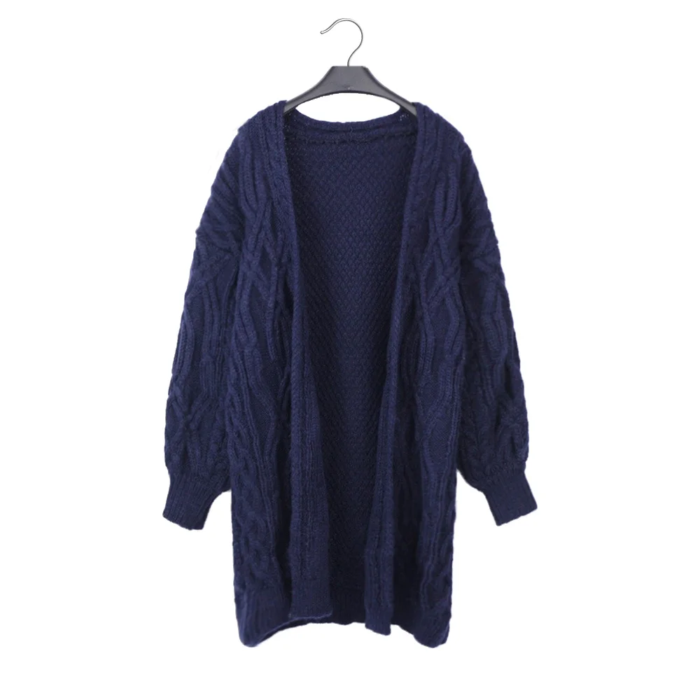 Women Chic Casual Style Solid Color Knitting Long Sleeve X-long Cardigans 2023 Winter Fashion Sexy Oversized Simple Sweater