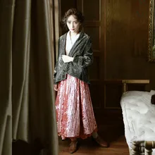 LYNETTE’S CHINOISERIE Autumn Women New arrival Velvet Embroidery Lace Pink Skirts