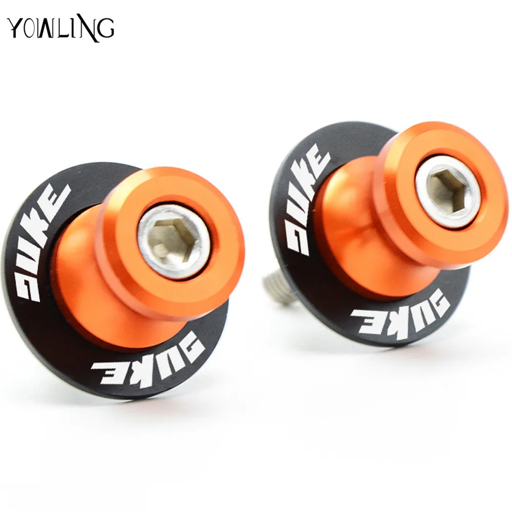 

10mm Motorcycle Swingarm Spools Stand Screws Slider Orange For KTM DUKE 125 200 390 DUKE With LOGO