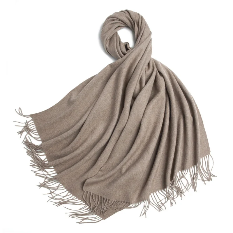 Кашемировый шарф для женщин длинный женский зимний теплый шарф чистый кашемировый шарф теплая накидка s шаль большой шарф - Цвет: Purple Velvet