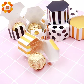 

20pcs/lot Mini Lovely Gold Hexagon Candy Gift Box For Wedding Birthday Christmas Packaging Boxes DIY Party Decoration Supplies