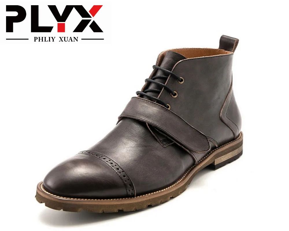 

Brand PHLIY XUAN 2017 New Arrive Genuine Leather Men Boots Retro British Style Desert Boots 100% Handmade Botas Hombre