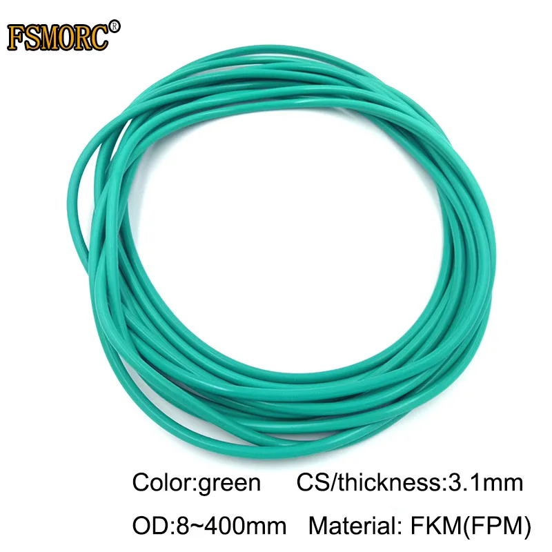 

Green FKM Viton o rings OD8mm~400mm*3.1mm thickness/CS Oil resistant acid and alkali resistant sealing Gasket FPM o-ring